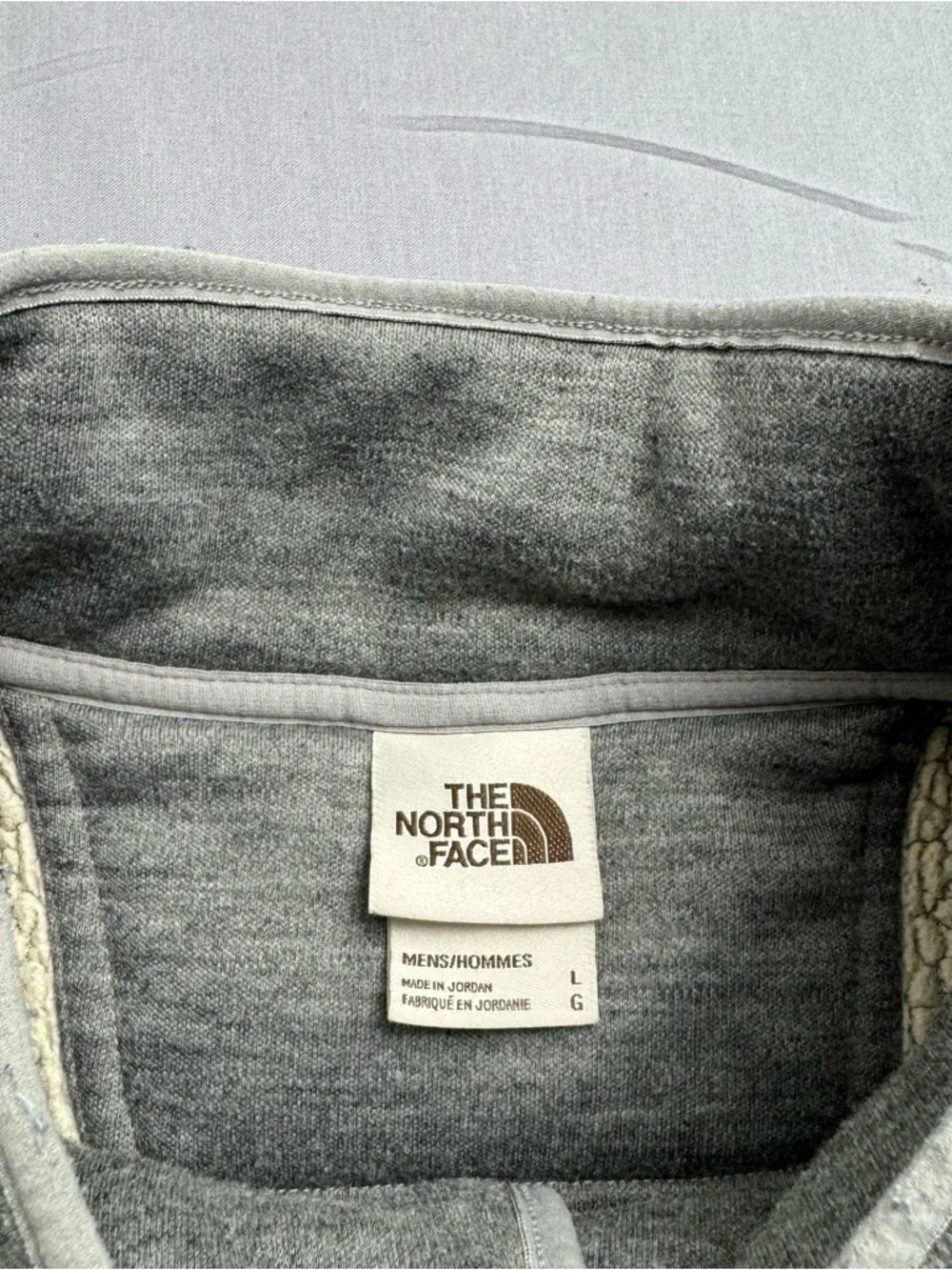 The North Face Gray Fleece Mock Neck Snap Pullover Sweatshirt Logo Men's L